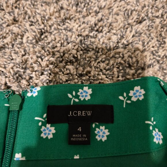 J Crew Puff Sleeve Midi Dress Bandana Flowers Print Green White 4 - Picture 3 of 6